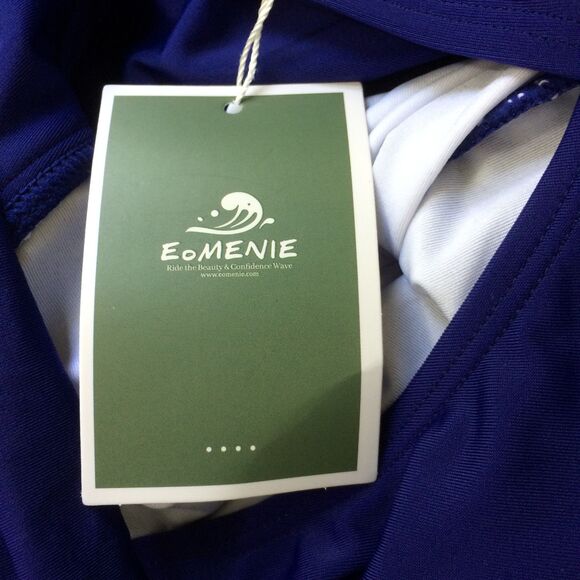 Eomenie Blue One Piece Swimsuit Size Large NWT Tie Back Adjustable Cutout Front - Picture 6 of 7